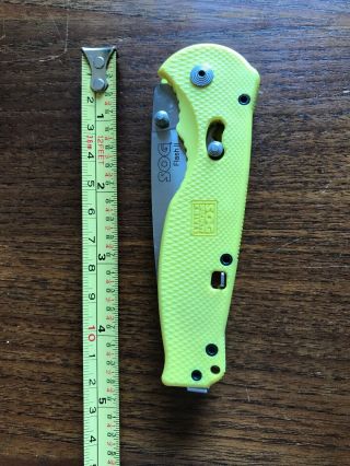 Sog Flash 2 Rare Yellow W/satin Serrated Assisted Folding Knife Guc