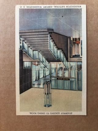Vintage Linen Postcard Washington Dc National Airport,  Stairway,  No Postmark