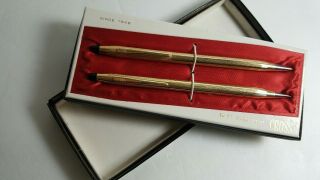 Vintage Cross Pen And Pencil Set 1/20 12k Gold Filled Made In Usa Box