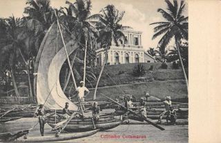 Colombo Ceylon Cotamaran Natives Boat Antique Postcard K72520
