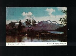 1960 Kenai Peninsula Alaska Northwest Orient Airlines Postcard