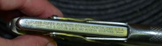Clipless paper fastener co.  HANDHELD chrome stapler minty PAT 1910 perfect 5