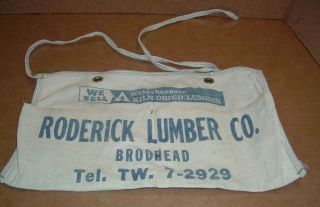 Vtg.  Weyerhaeuser Lumber Carpenters Nail Apron Roderick Lumber Co.  Brodhead Wi.