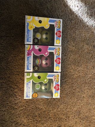 Funko Pop Care Bears Funshine,  Cheer,  And Good Luck Bear Chases