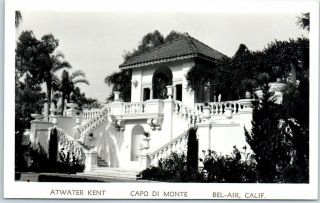 1940s Bel - Air,  Ca Rppc Photo Postcard Capo Di Monte Mansion Atwater Kent