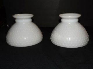 Vintag White Milk Glass Hobnail Hurricane Lamp Shade 8 " Fitter 6 " T 2 Available