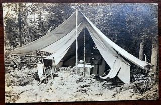 Northwest Pond,  Maine: Tent Campsite At Camp Moose Horns,  1908 Pmk,  Rppc