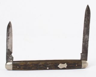 Vintage Winchester 2 - Blade Folding Pocket Knife 2948 Pen Whittling 3.  5 " Antler