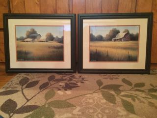 Home Interiors Prairie View Prints Set/2 Barn Pictures Farm Landscape Country