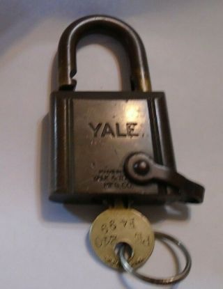 Vintage Yale & Towne Lock Co Brass Padlock With Key Conditon