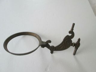 Antique Eastlake Cast Iron Hanging Oil Lamp Bracket & Wall Plate Hinge 3718