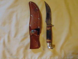 Vintage Western Cutlery Fixed Blade Hunting Knife W Sheath Western Usa H40 F