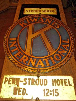 3 Part Vintage Kiwanis Sign Stroudsburg,  Pa.  Penn Stround Metal 30 " Main St.