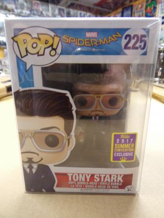 Funko Pop Spider - Man Homecoming Tony Stark 225 2017 Sdcc With Protector