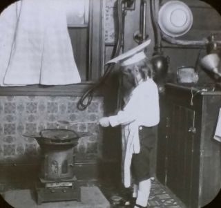 " The Young Chef ",  Magic Lantern Glass Slide,  1894 William H.  Rau Photo