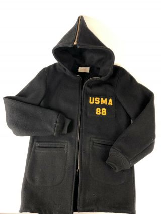 Usma 88 West Point Cadet Military Army Black Wool Vintage Parka Coat Large