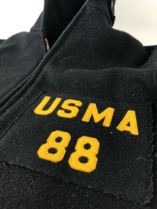 USMA 88 West Point Cadet Military Army Black Wool Vintage Parka Coat Large 3
