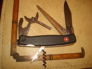 Rare Vintage Black Wenger Swiss Army Everest 130mm Slidelock Knife W/pliers