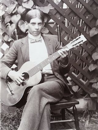 1880’s Young Man Orval Moore Plays Guitar On Both Sides Of Cabinet Card Photo