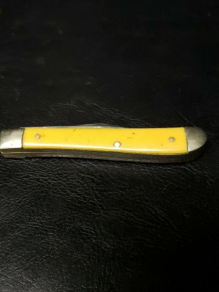 Rare Vintage Queen 17 Steel Crown Pocket Knife Q Crown Delrin Yellow Peanut Pik 8