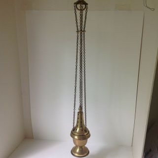 Vintage Fancy Brass Hanging Incence Burner Or Candle Lamp Lantern