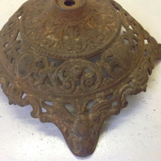 Antique ornate cast iron signed B&H banquet oil lamp base Bradley & Hubbard tall 5