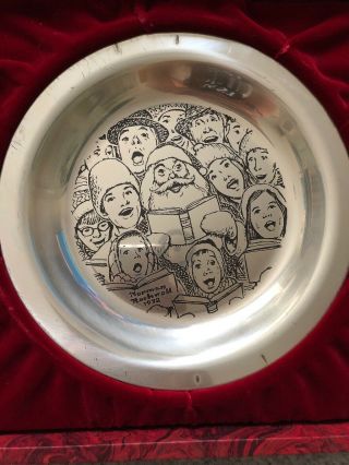 Franklin Sterling Silver 1972 Rockwell Christmas Plate " The Carolers "