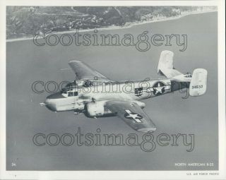 North American B - 25 Plane In Flight Us Air Force Photo Press Photo