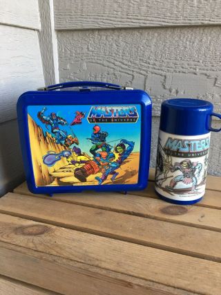 He - Man Masters Of The Universe Plastic Lunch Box Vintage 1983 Mattel W/thermos