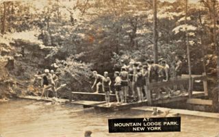 Mountain Lodge Park - Orange Cy Ny Girls & Boys Swimming - Real Photo 1920s Postcard