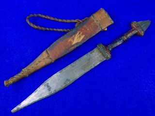 Vintage Antique Old African Africa Fighting Hunting Knife Dagger W/ Scabbard