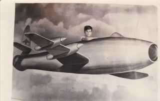 Egypt Old Vintage Photograph.  Cute Boy With Plane On Studio - Funny Photo