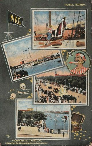 1917 Gasparilla Carnival Tampa Fl Advertising Post Card