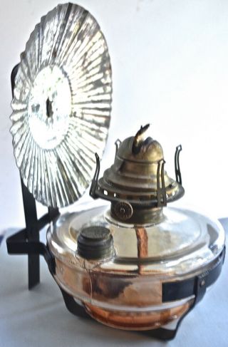 Vintage Wall Mount Oil Lamp with Reflector & Scoville Burner 5