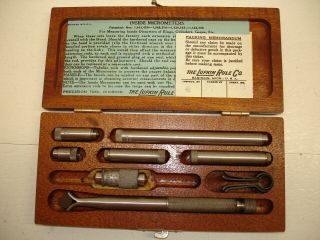 Vintage Lufkin Inside Micrometer Set No 680.  Hinged Latching Box