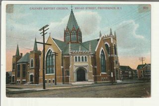 Calvary Baptist Church Broad St Providence Ri Postcard Divided Back 1907 - 1915