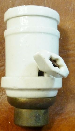 Antique Ge Porcelain Thumb Screw Socket With 3/4 " Ip Threads -