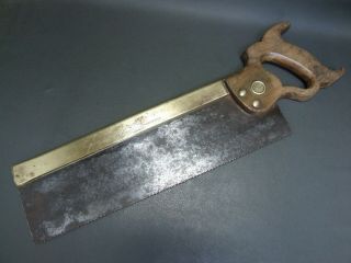 Vintage 14 " Brass Backed Tenon Saw Old Tool By Henry Disston & Sons