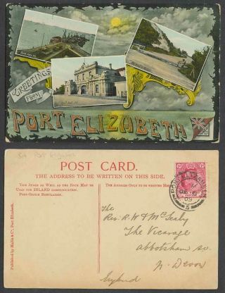 South Africa 1909 Old Postcard Port Elizabeth Drill Hall Road To Walmer N.  Jetty