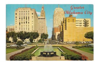 Vintage Postcard Greater Oklahoma City Park Avenue Looking East Mirro - Krome