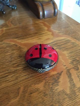 Limoges France Peint Main Ladybug Trinket Box