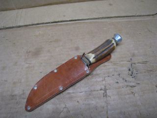Vintage Solingen Germany Helmut Hartenau Fixed Blade Stag / Bone Handle Knife