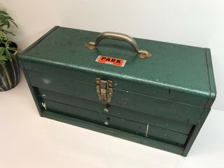 Vintage 50s 60s Park 2 Drawer Green Tool Box Toolbox Chest Model P22 N