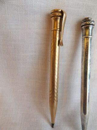 2 Vintage Gold & Silver Plated Wahl Eversharp Mechanical Pencils