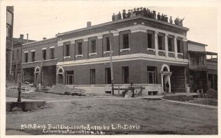 D5/ Columbus Junction Iowa Ia Real Photo Rppc Postcard 1910 F&m Bank Building