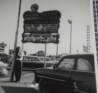 Silver Slipper Gambling Hall Las Vegas Nv Marquee Sign 1962 Casino Vintage Photo