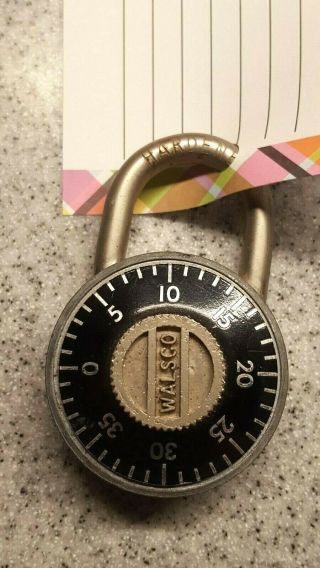 Combination Lock Vintage Walsco Made In Usa Black Dial