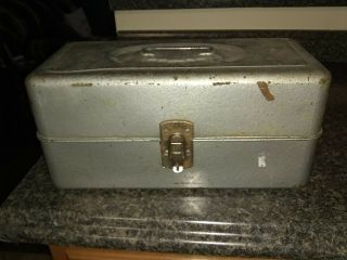 Vintage Union Steel Tackle Tool Box Utility Chest Metal Fishing Case