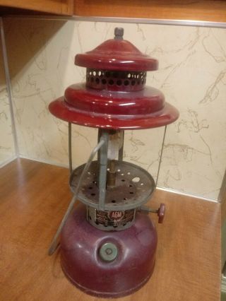 Vintage Agm 2572 Coleman Sears Type Lantern Burgandy Top And Fount