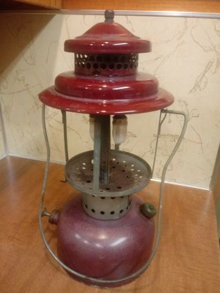 Vintage AGM 2572 Coleman Sears Type Lantern Burgandy Top and Fount 2